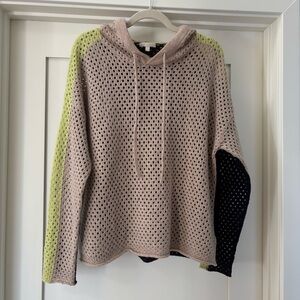 Lisa Todd Merino Wool & Cashmere Hooded Mesh Sweater S